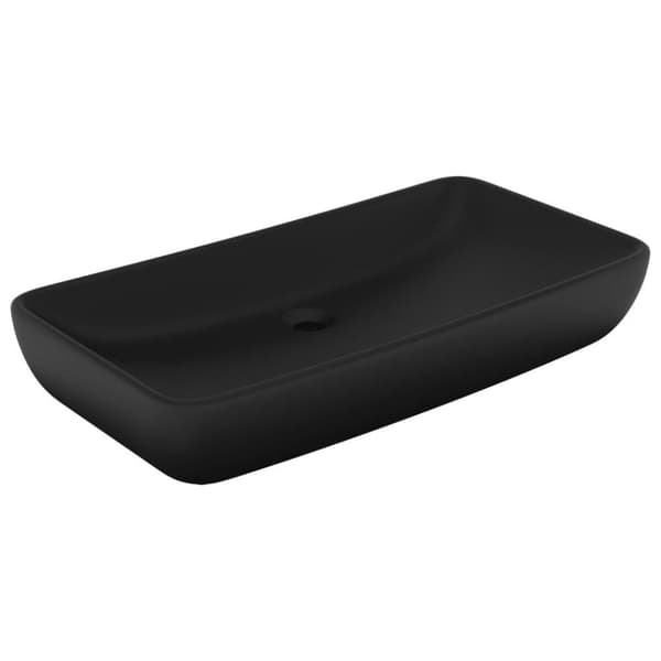 vidaXL Luksuriøs servant firkantet matt svart 71x38 cm keramikk