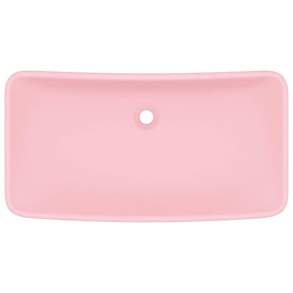vidaXL Lyxigt rektangulärt handfat matt rosa 71x38 cm keramik
