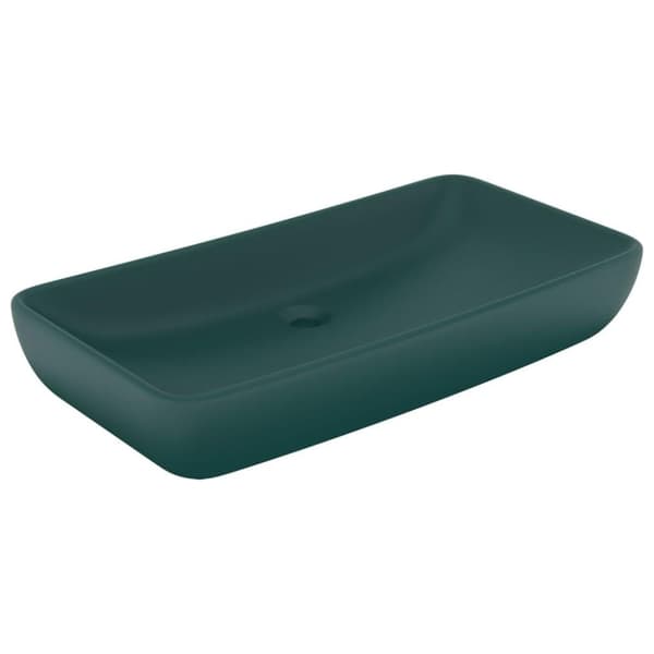 vidaXL luksuriøs håndvask 71x38 cm rektangulær keramik mat mørkegrøn