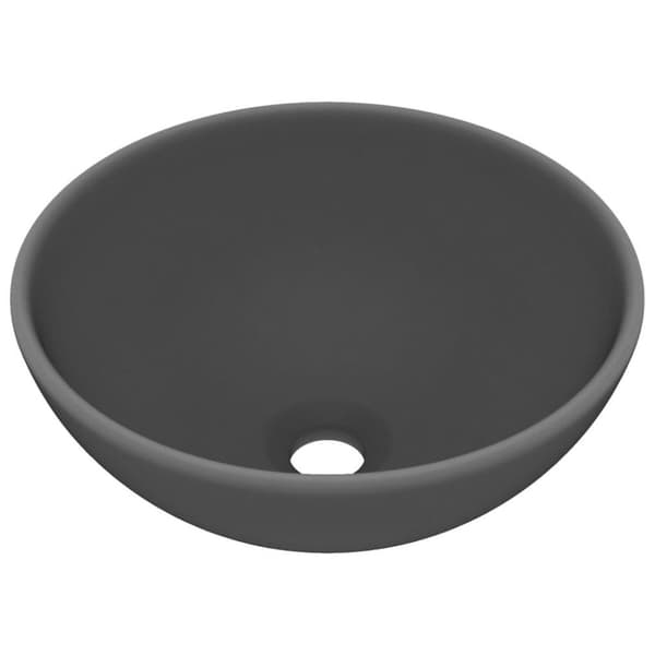 vidaXL luksuriøs håndvask 32,5x14 cm rund keramisk mat mørkegrå