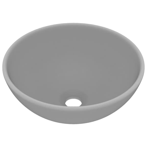 vidaXL Luksuriøs servant rund matt lysegrå 32,5x14 cm keramisk