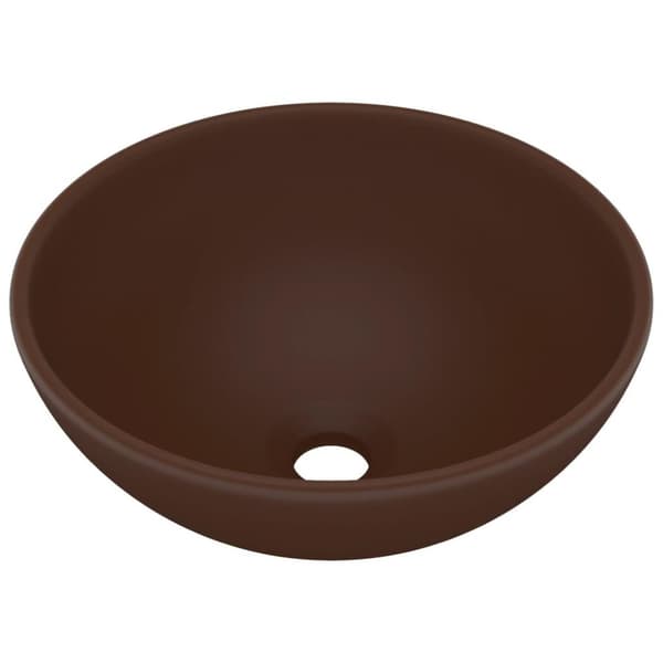 vidaXL luksuriøs håndvask 32,5x14 cm rund keramisk mat mørkebrun