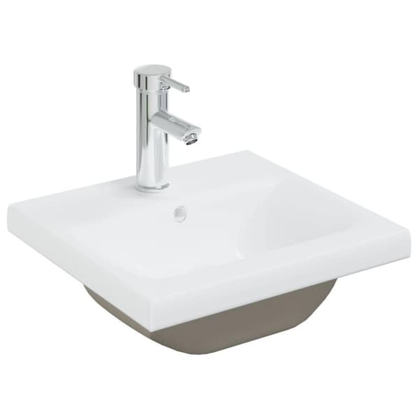 vidaXL indbygget håndvask med hane 42x39x18 cm keramisk hvid