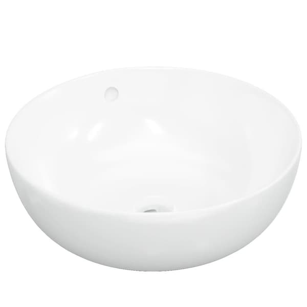 vidaXL håndvask 44x17 cm keramik rund hvid