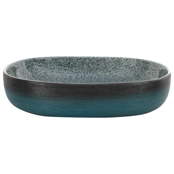 vidaXL Benkeservant turkis oval 59x40x14 cm keramikk