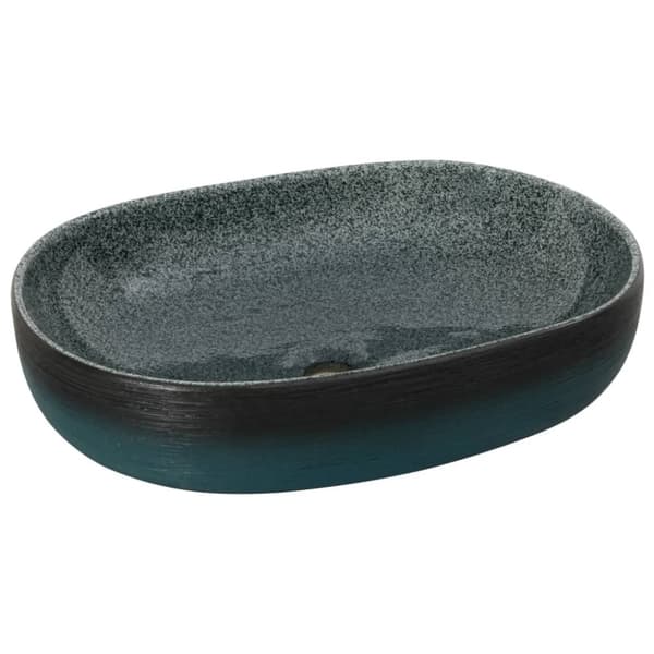 vidaXL Benkeservant turkis oval 59x40x14 cm keramikk