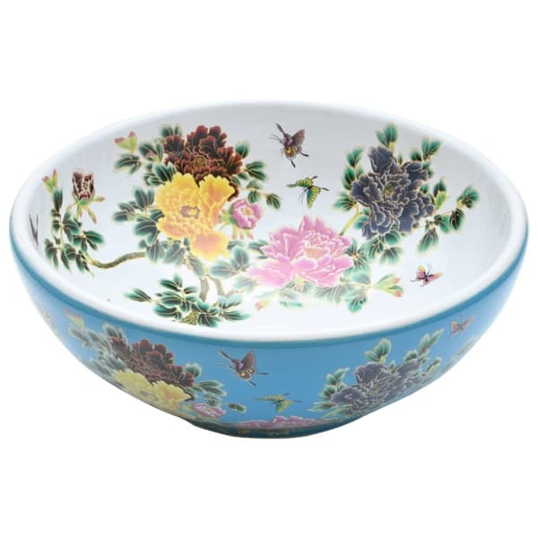 vidaXL Benkeservant flerfarget rund Φ41x14 cm keramikk