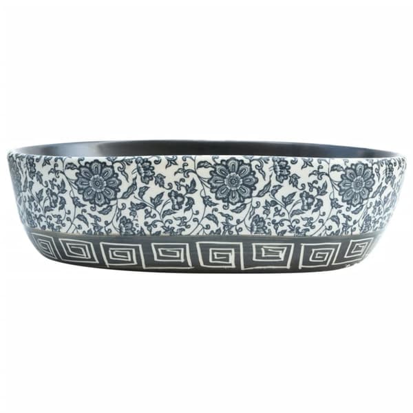 vidaXL Benkeservant svart og blå oval 47x33x13 cm keramikk