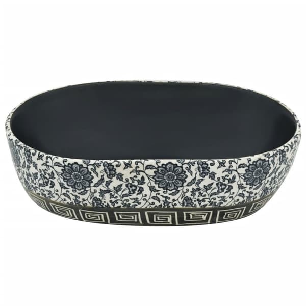 vidaXL Benkeservant svart og blå oval 47x33x13 cm keramikk