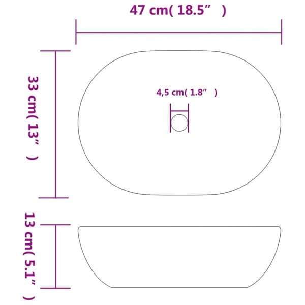 vidaXL Benkeservant svart og blå oval 47x33x13 cm keramikk