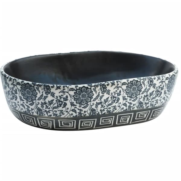 vidaXL Benkeservant svart og blå oval 47x33x13 cm keramikk