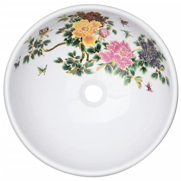 vidaXL håndvask til bordplade Φ41x14 cm rund keramik flerfarvet