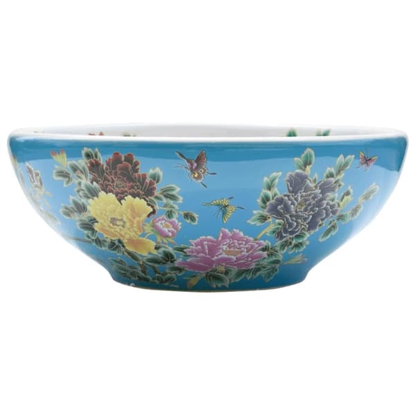 vidaXL håndvask til bordplade Φ41x14 cm rund keramik flerfarvet