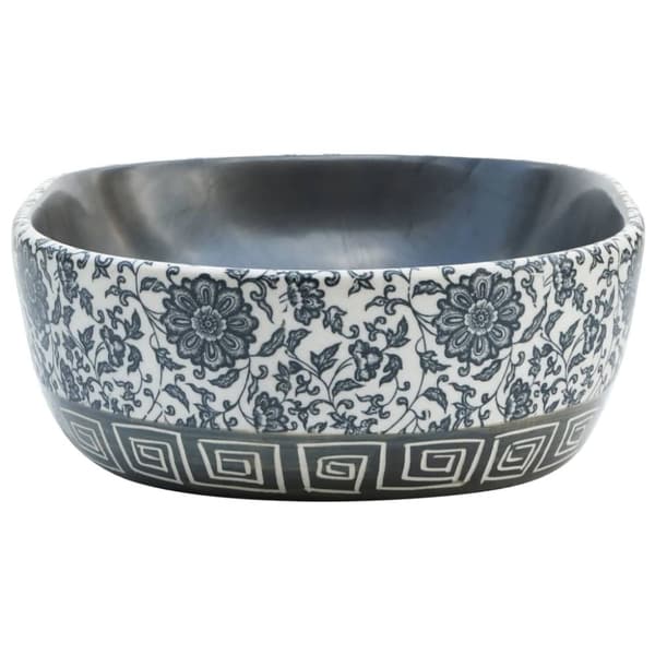 vidaXL håndvask til bordplade 47x33x13 cm oval keramik sort og blå