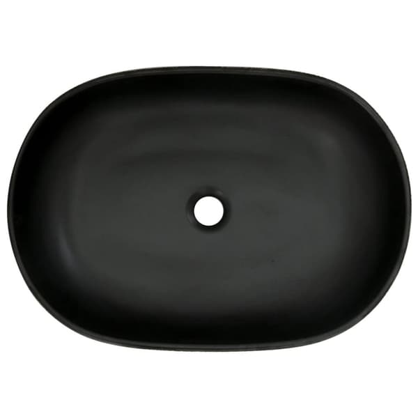 vidaXL håndvask til bordplade 59x40x14 cm oval keramik sort og blå
