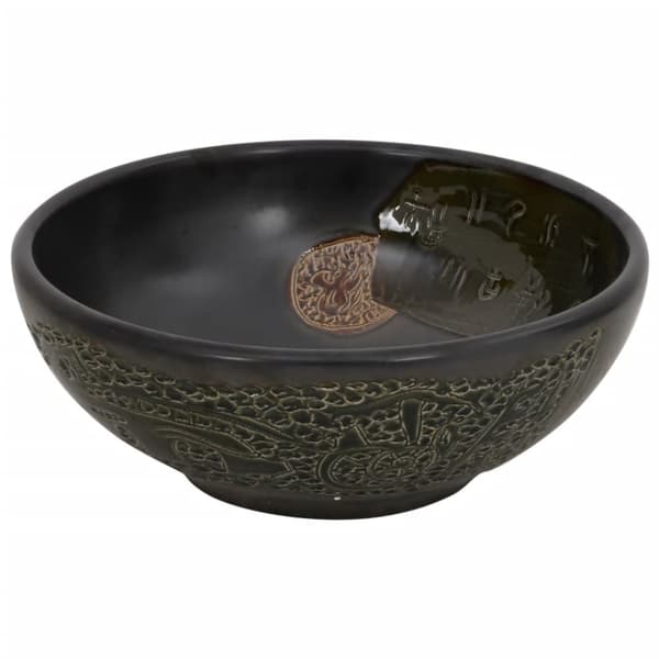 vidaXL Benkeservant svart rund Φ41x14 cm keramikk