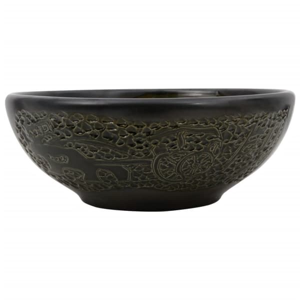 vidaXL Benkeservant svart rund Φ41x14 cm keramikk