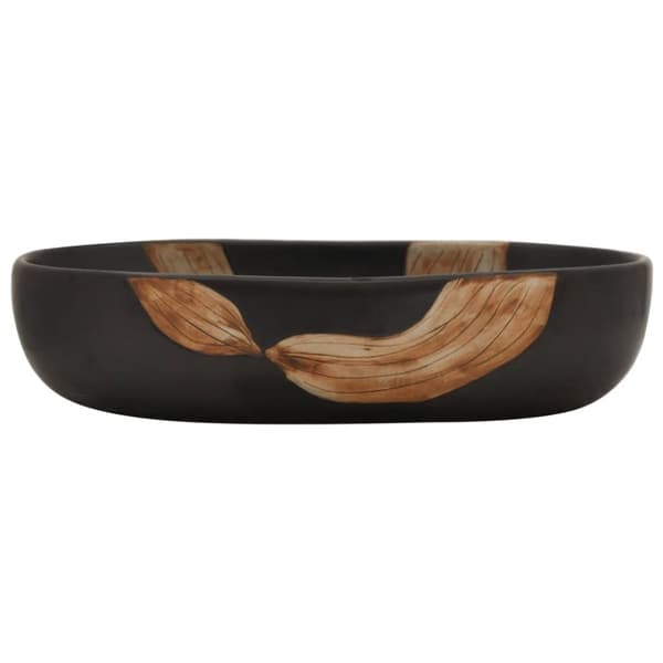 vidaXL Handfat svart oval 59x40x14 cm keramik