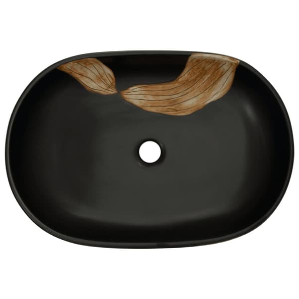 vidaXL Handfat svart oval 59x40x14 cm keramik