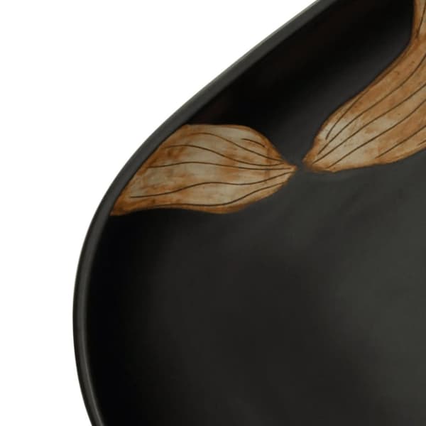 vidaXL Handfat svart oval 59x40x14 cm keramik