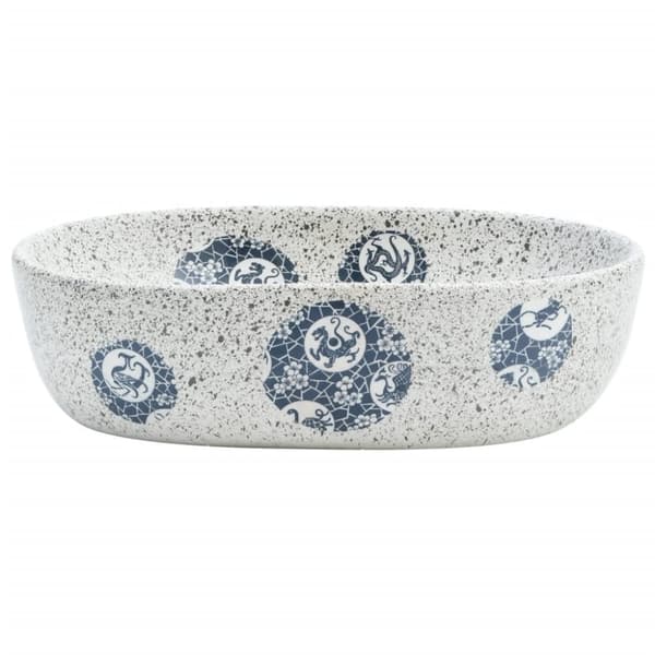 vidaXL håndvask til bordplade 47x33x13 cm oval keramik grå og blå