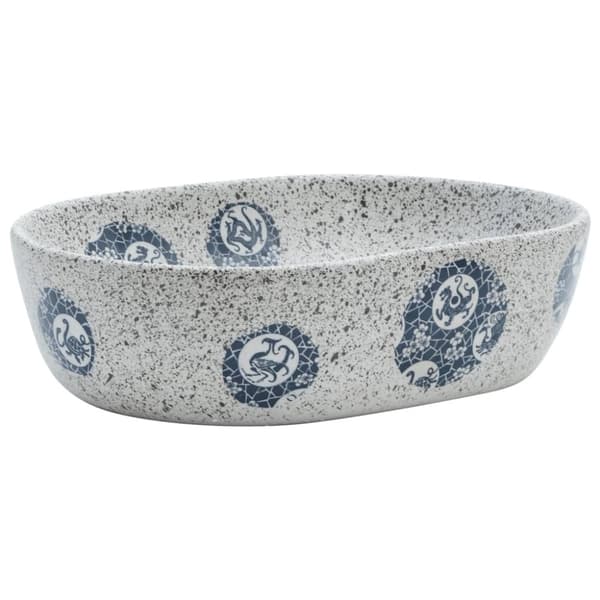 vidaXL håndvask til bordplade 47x33x13 cm oval keramik grå og blå