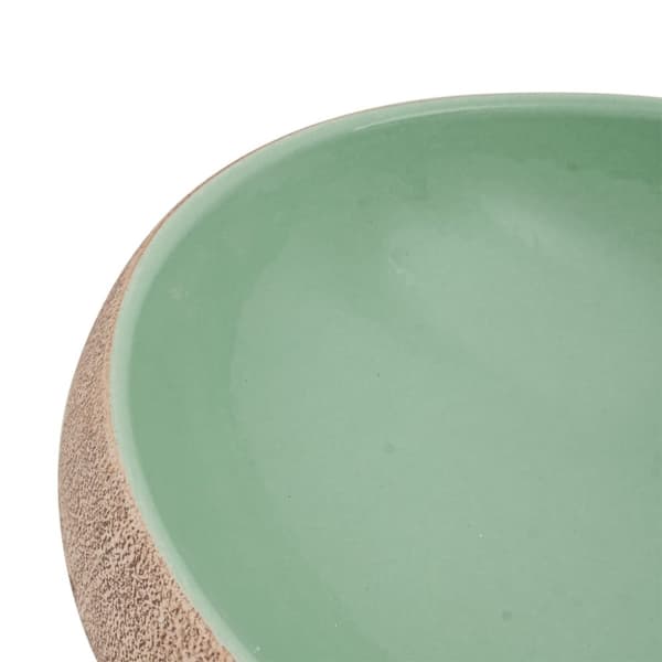 vidaXL håndvask til bordplade 59x40x15 cm oval keramik grøn og brun