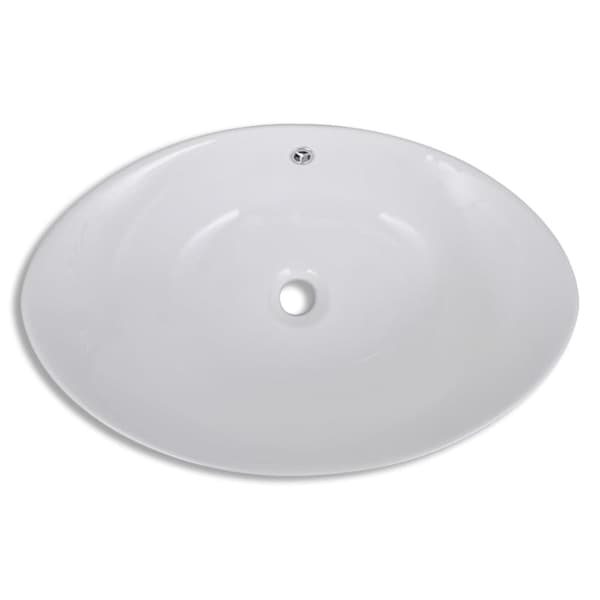 håndvask keramisk oval med overløb 59 x 38,5 cm