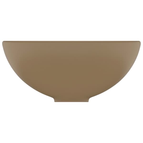 luksuriøs håndvask 32,5x14 cm rund keramisk mat cremefarvet