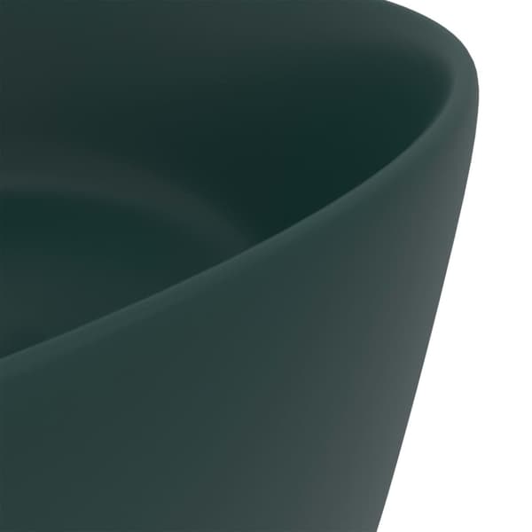 luksuriøs håndvask 40x15 cm rund keramik mat mørkegrøn