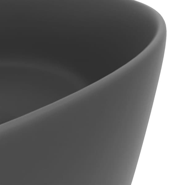 luksuriøs håndvask 40x15 cm rund keramik mat mørkegrå
