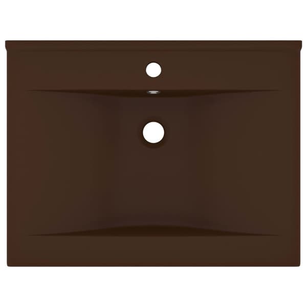 luksuriøs håndvask vandhanehul 60x46 cm keramik mat mørkebrun