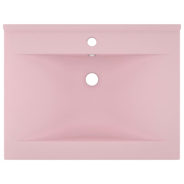 luksuriøs håndvask med vandhanehul 60x46 cm keramisk mat pink