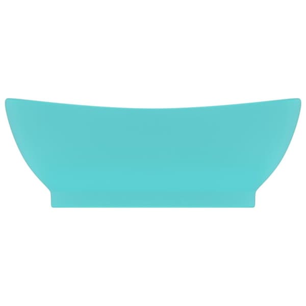 luksuriøs håndvask overløb 58,5x39 cm keramik oval mat lysegrøn