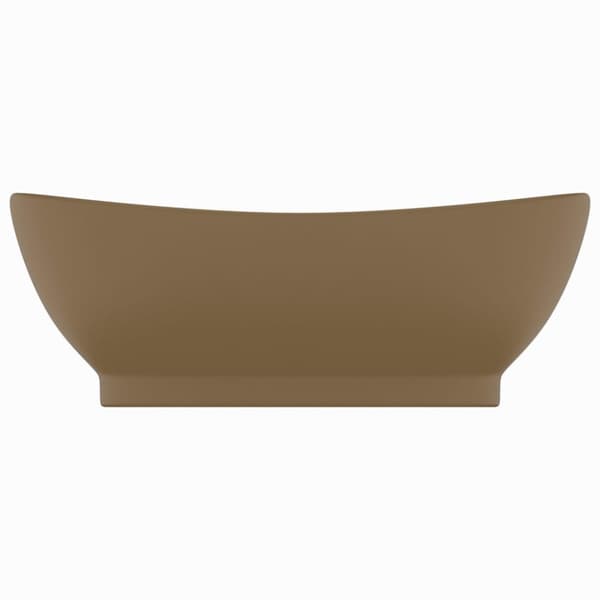 luksuriøs håndvask overløb 58,5x39 cm keramik oval mat creme