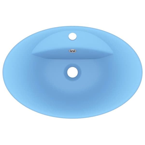 luksuriøs håndvask overløb 58,5x39 cm keramik oval mat lyseblå