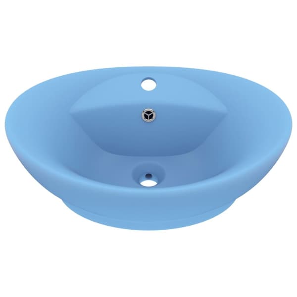 luksuriøs håndvask overløb 58,5x39 cm keramik oval mat lyseblå