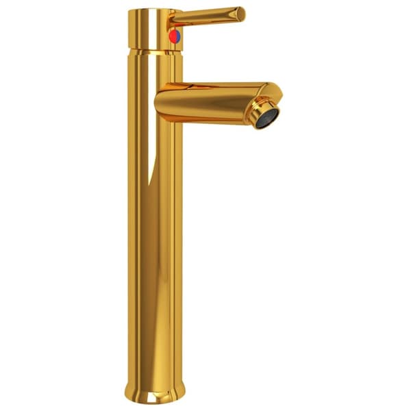 Handfat med kran och bottenventil guld härdat glas