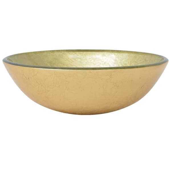 Handfat med kran och bottenventil guld härdat glas