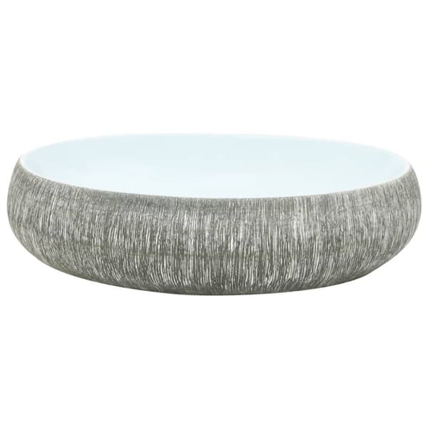 håndvask til bordplade 59x40x15 cm oval keramik grå og blå