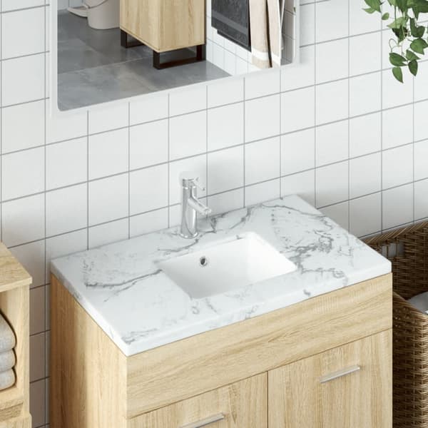 badeværelsesvask 39x30x18,5 cm rektangulær keramisk hvid