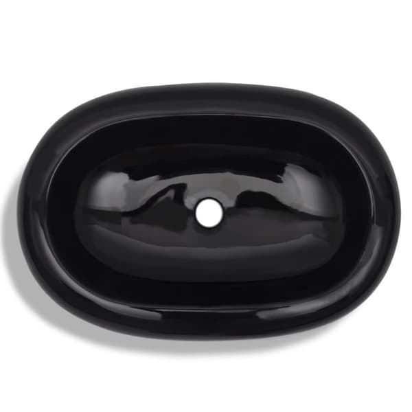 Handfat svart keramisk oval
