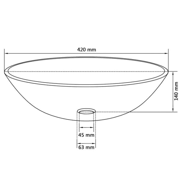 Handfat i härdat glas 42 cm guld