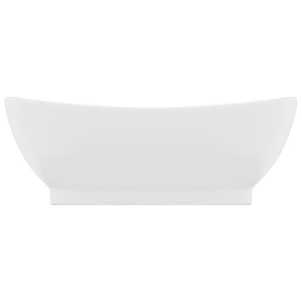 luksuriøs håndvask overløb 58,5x39 cm keramisk oval mat hvid