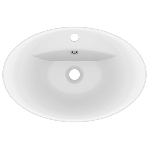 luksuriøs håndvask overløb 58,5x39 cm keramisk oval mat hvid