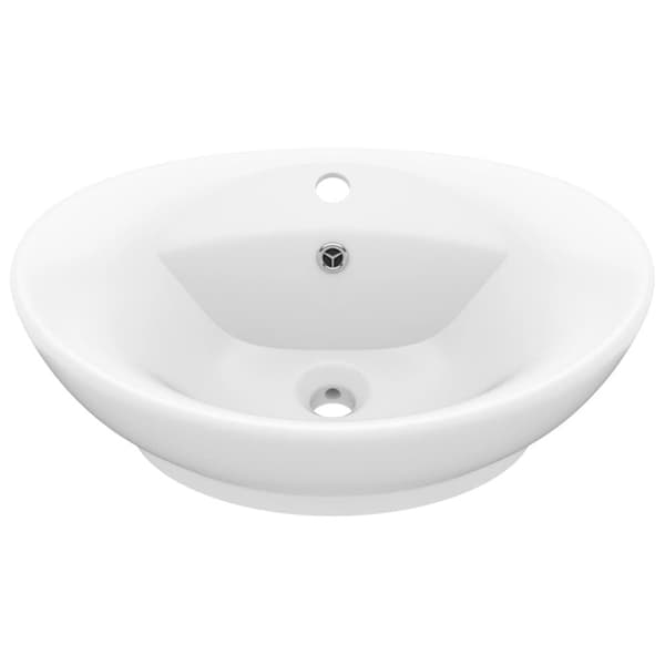 luksuriøs håndvask overløb 58,5x39 cm keramisk oval mat hvid