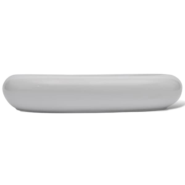 badeværelseshåndvask med blandingsbatteri keramik oval hvid
