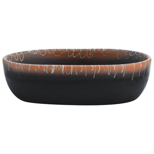Handfat svart och orange oval 47x33x13 cm keramik