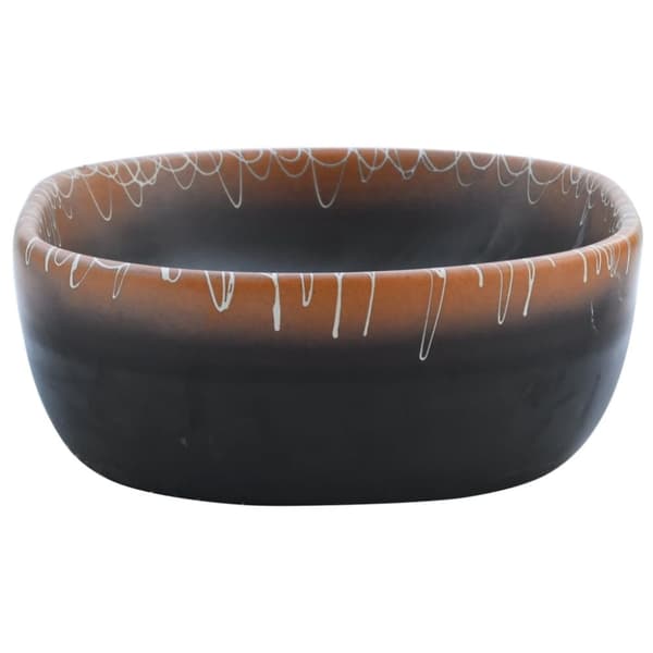 Handfat svart och orange oval 47x33x13 cm keramik