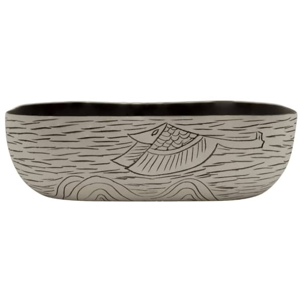 håndvask til bord 48x37,5x13,5 cm rektangulær keramik grå sort